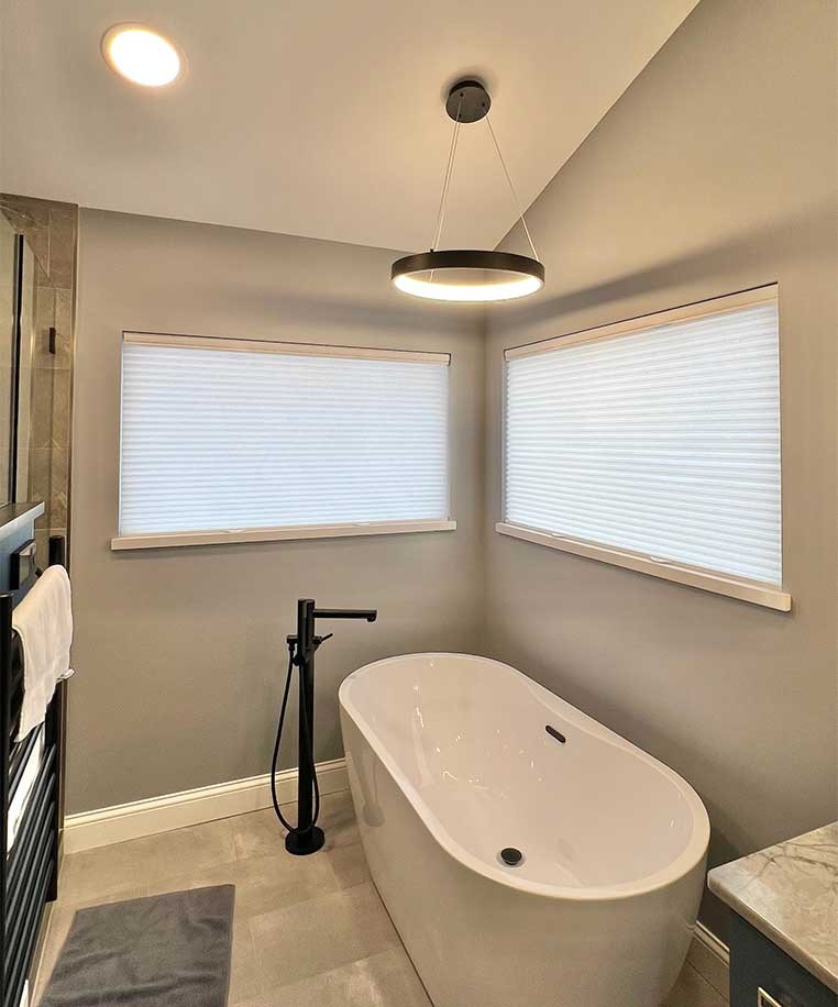 Bathroom with honeycomb shades